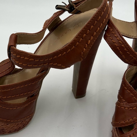 LC Lauren Conrad Brown Strappy Open-Toe Heeled Sandals –see measurement - Picture 6 of 9
